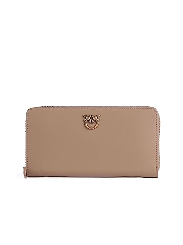 Pinko Damen Ryder Zip Around Vitello SETA Reisezubehör-Brieftasche, D01Q_Biscotto ZENZERO-Antique Gold im Sale